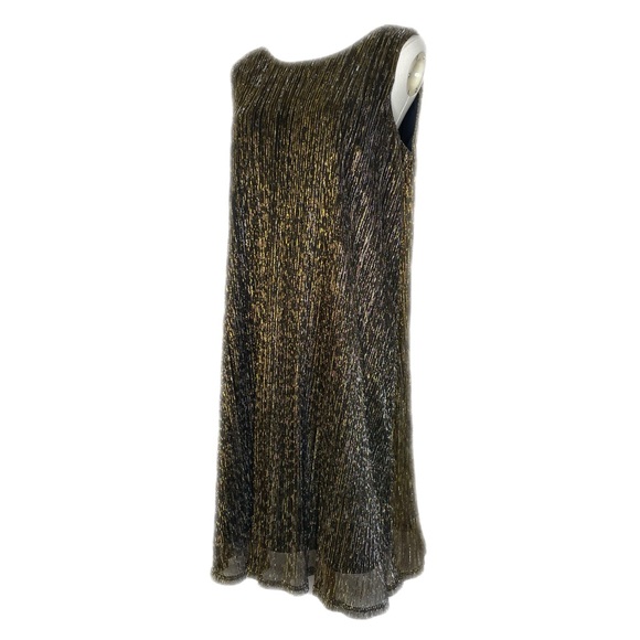 Leslie Fay Gold/Black/Silver Crepe Cocktail Dress Retail $98 Sz 10 - Picture 2 of 8